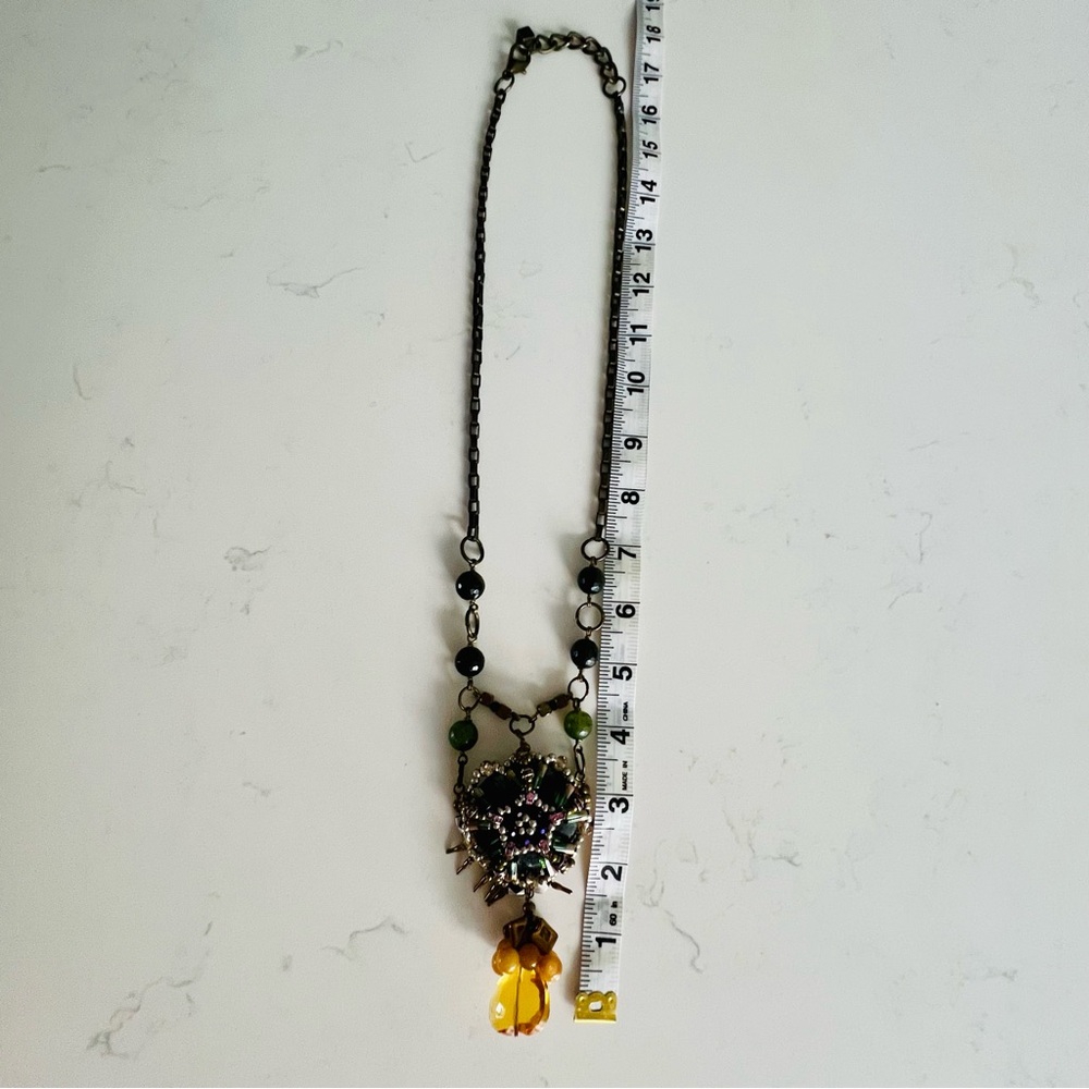 Unique Jewel Tone Labrodite Chunky Pendant Necklace - Picture 7 of 11